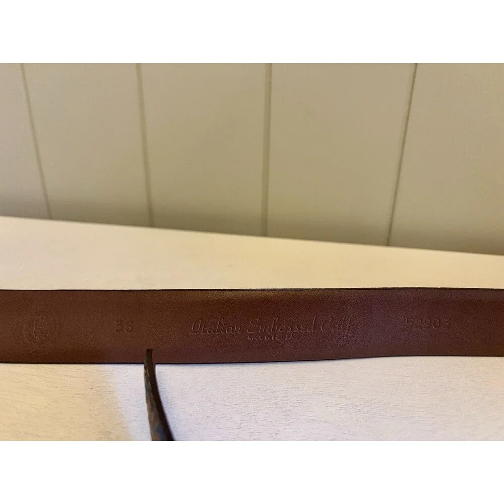 Torino Leather Tan Blue Italian Croc Embossed Belt Men’s 36 Luxury USA